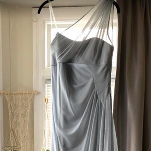 Long Mesh One Shoulder Illusion Bridesmaid dress